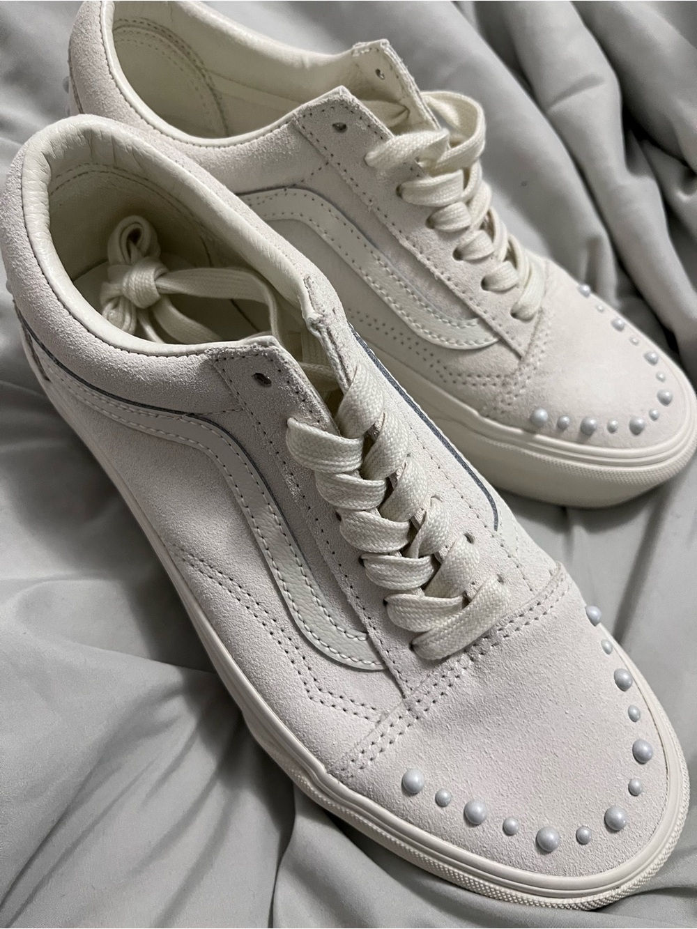 White suede Platform Lace-Up Women's Sneakers Vans - Picture 6 of 8